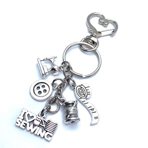 Seamstress Keychain Bag Charm I Love Sewing Theme - Picture 4 of 4